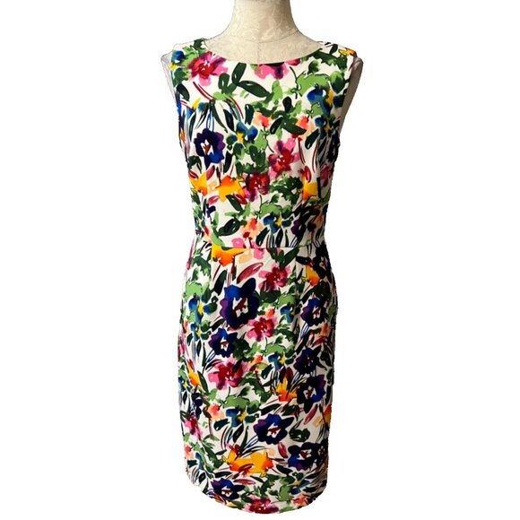 APT. 9 Dress 6 Garden Floral Stretch Sheath NWT Washable Sleeveless NEW - Picture 1 of 6